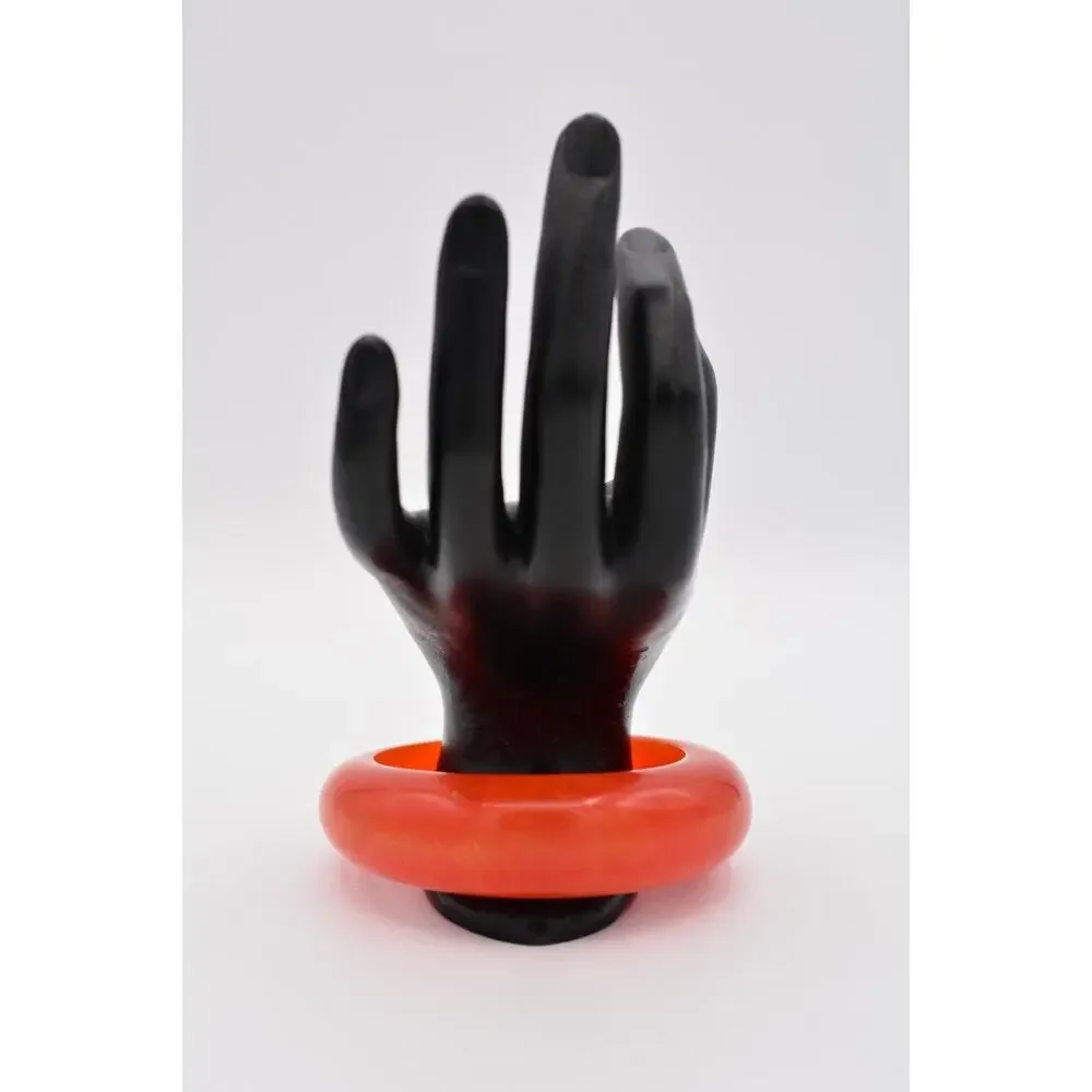 Vintage Bakelite Bangle Bracelet Lucite Chunky Burnt Orange Rust Bold 1980s Bin4